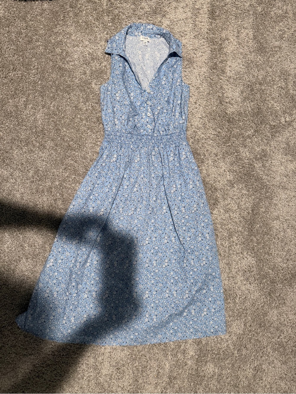 J. Crew Light Blue Floral Sleeveless Collared Midi Dress
